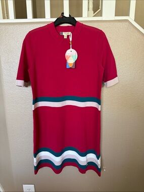 Ted Baker Pink & Teal Striped Knit Dress